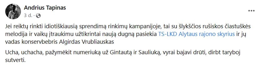 A. Tapino pasisakymas
