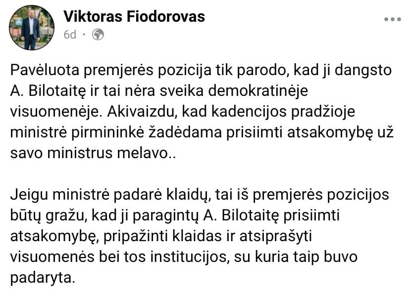 V. Fiodorovo pasisakymas