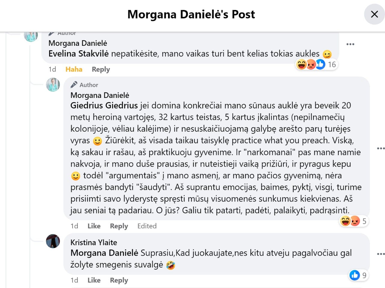 Morganos Danielės komentaras