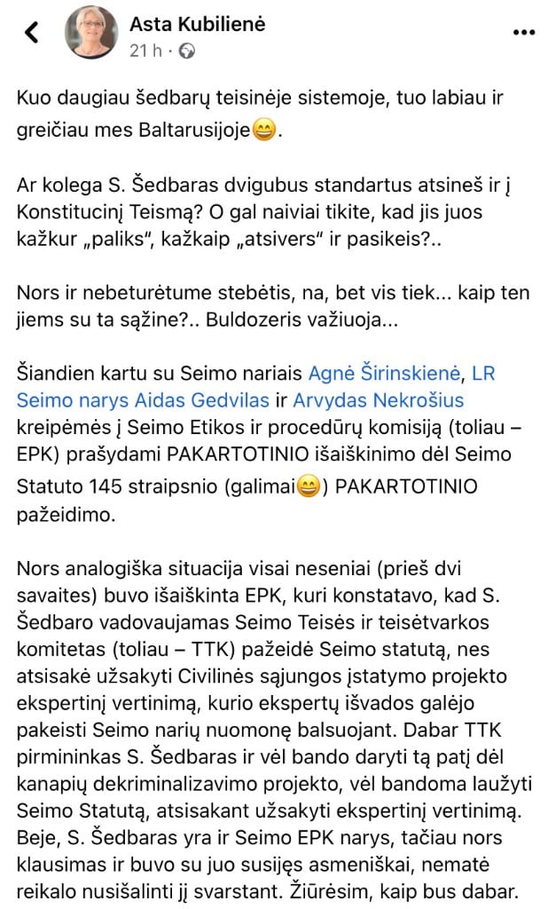 A. Kubilienės pasisakymas