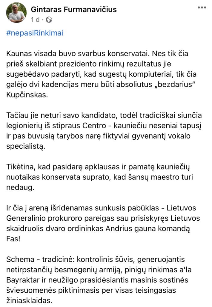G. Furmanavičiaus pasisakymas