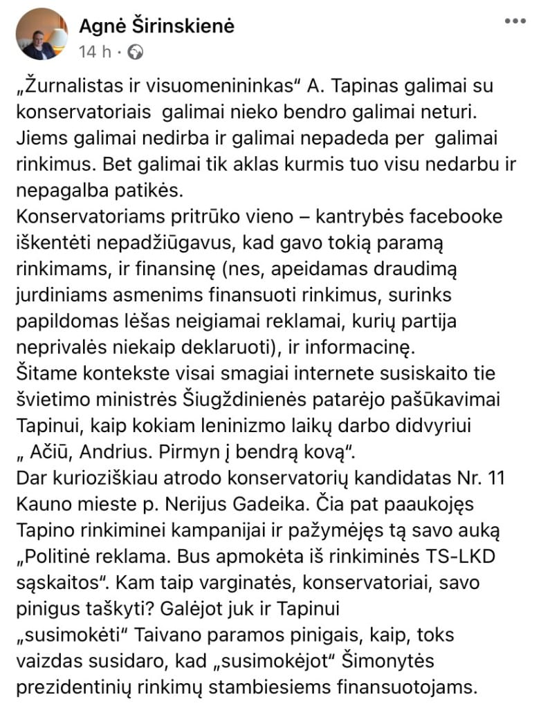 A. Širinskienės pasisakymas