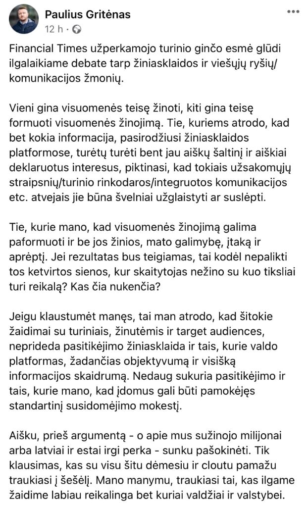 P. Gritėno pasisakymas