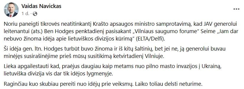 V. Navicko pasisakymas