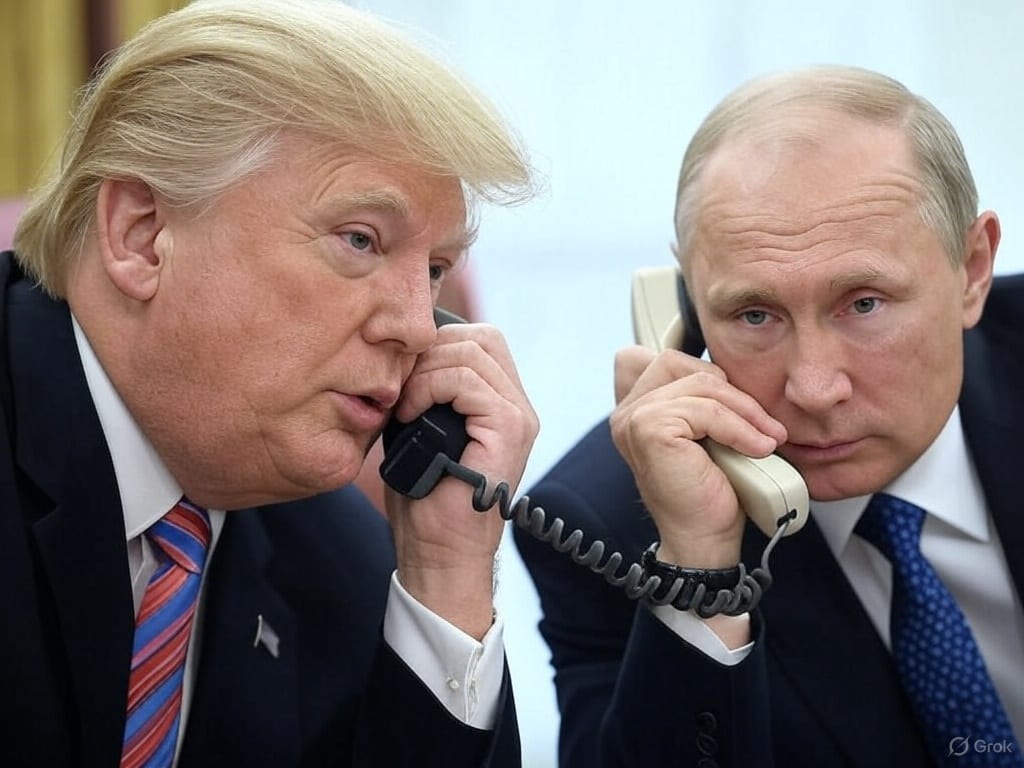 D. Trumpas ir V. Putinas kalbasi telefonu