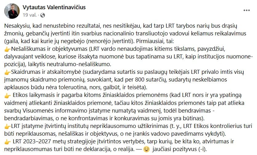 V. Valentinavičiaus pasisakymas