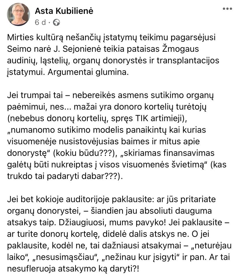 A. Kubilienės pasisakymai