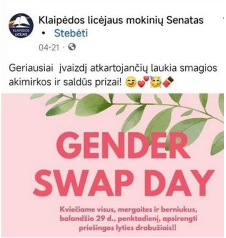 Klaipėdos gimnazijos skelbimas