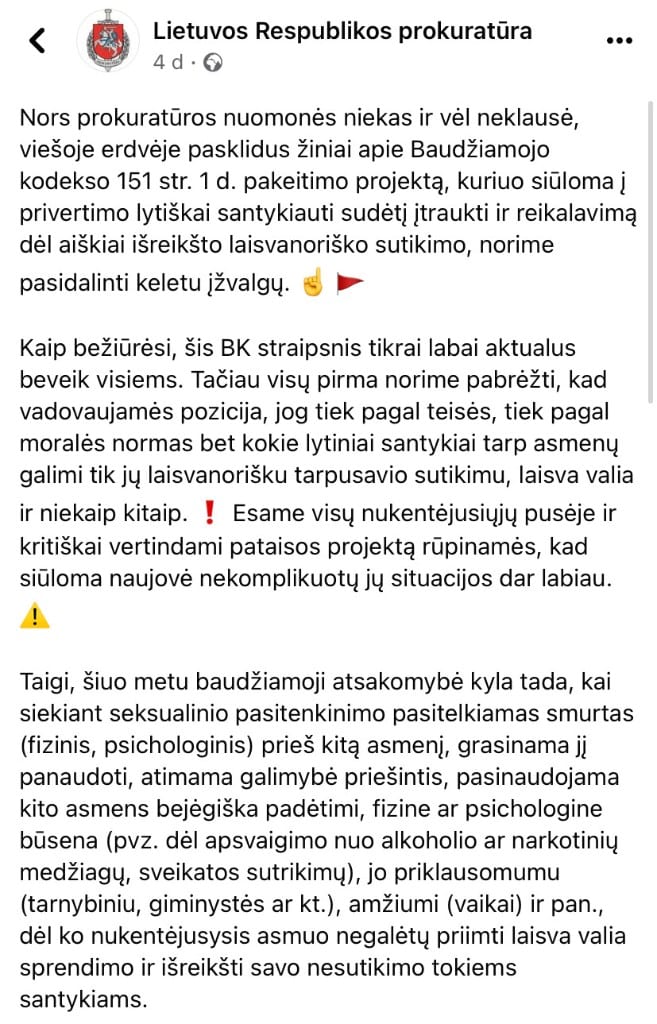 LR prokuratūros pasisakymas