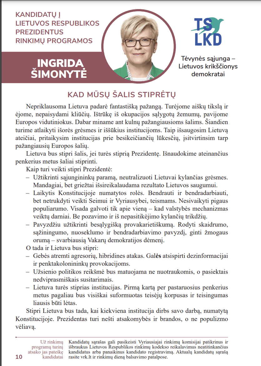 I. Šimonytės programa