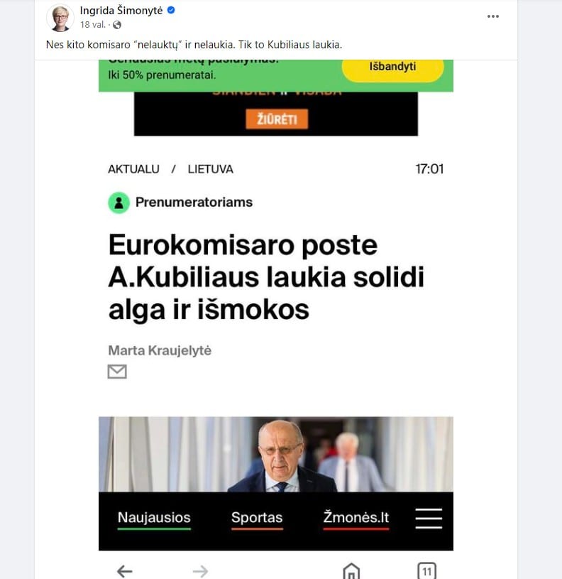 Ingridos Šimonytės įrašas