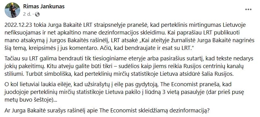 R. Jankūno pasisakymas