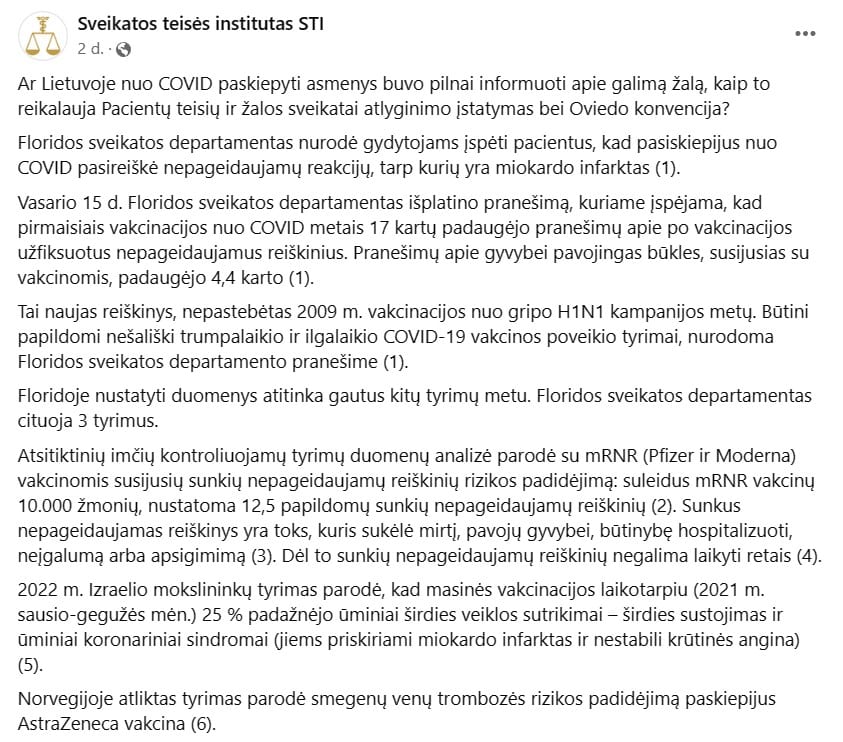 STI pasisakymas