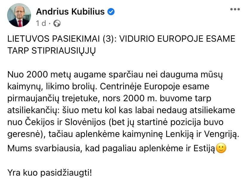 A. Kubiliaus pasisakymas