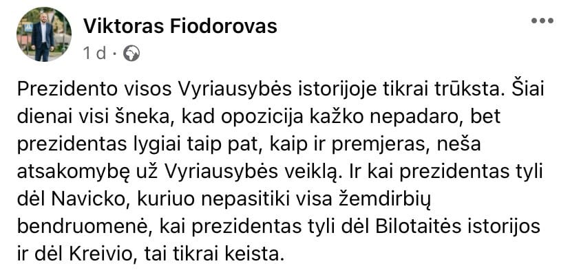 V. Fiodorovo pasisakymas