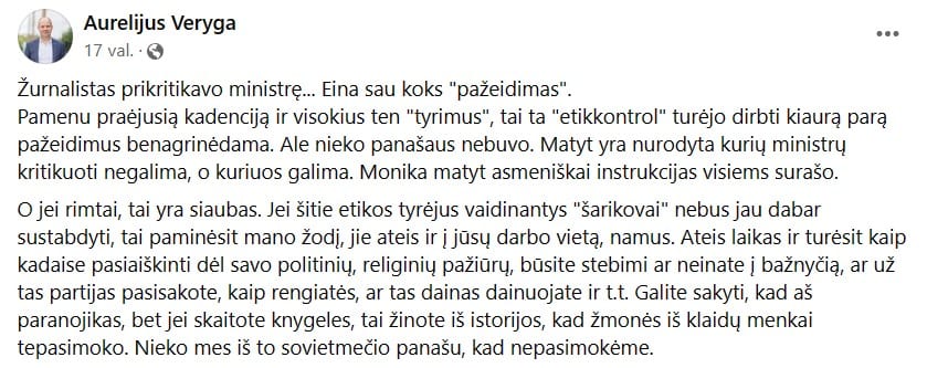 A. Verygos pasisakymas