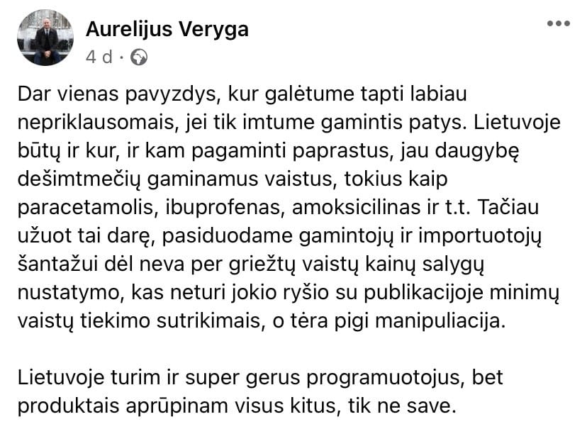 A. Verygos pasisakymas
