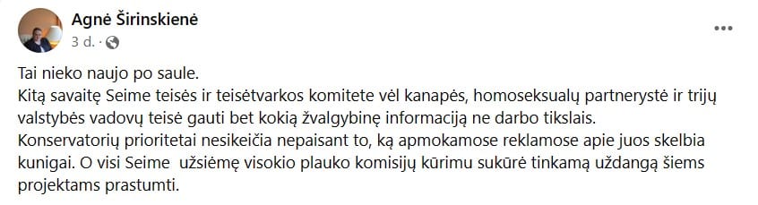 A. Širinskienės pasisakymas
