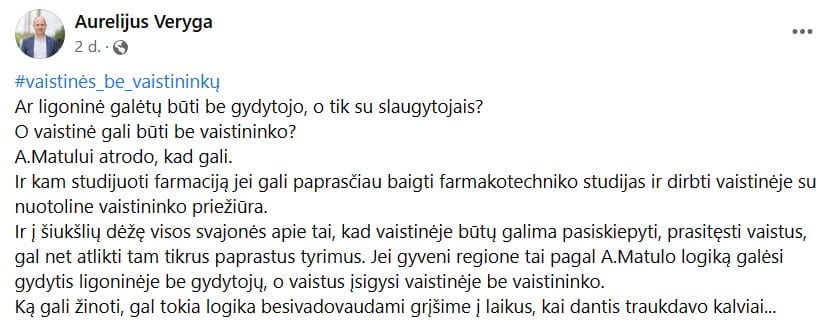 A. Verygos pasisakymas