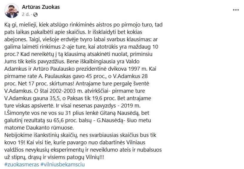 A. Zuoko pasisakymas