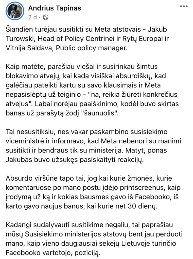 A. Tapino pasisakymas