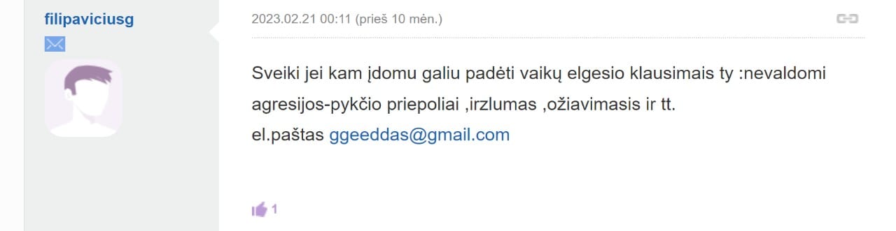 G. Filipavičiaus skelbimas