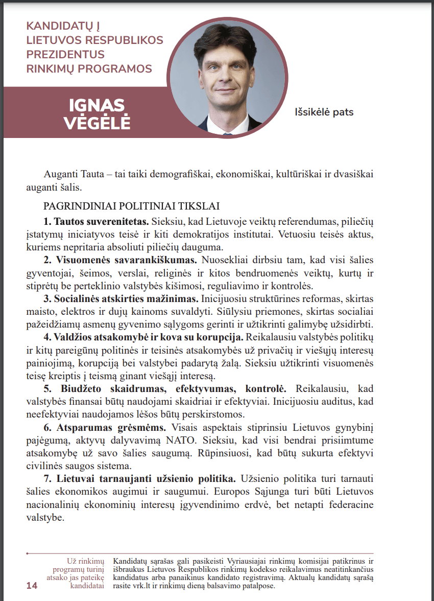 I. Vėgėlės programa