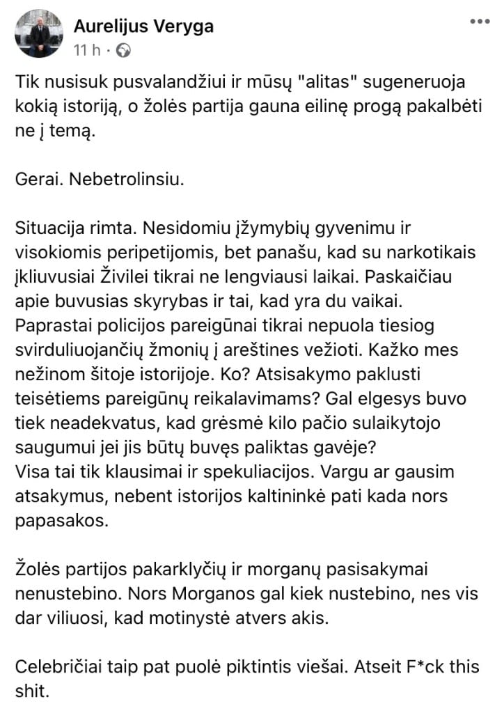 A. Verygos pasisakymas