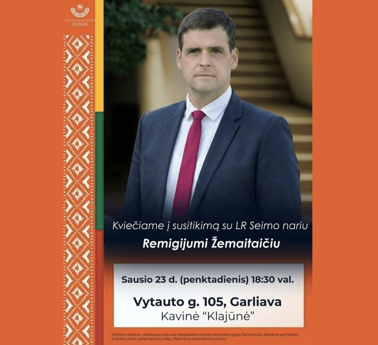 Remigijus Žemaitaitis keliauja į susitikimus su žmonėmis.