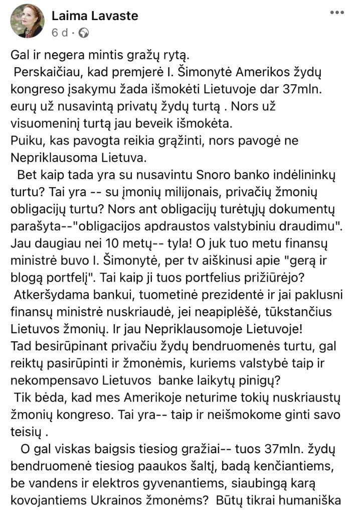 L. Lavaste pasisakymas