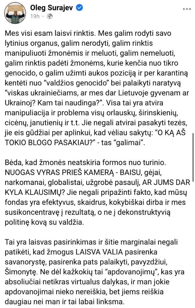 O. Šurajevo pasisakymas