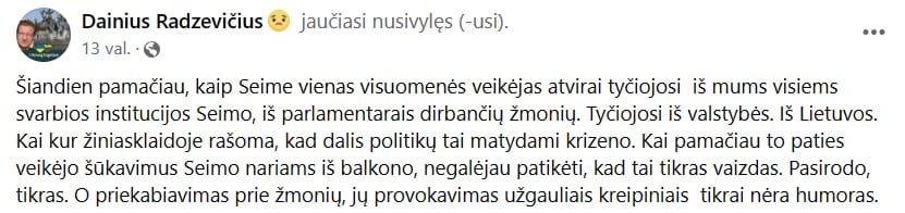 D. Radzevičiaus pasisakymas